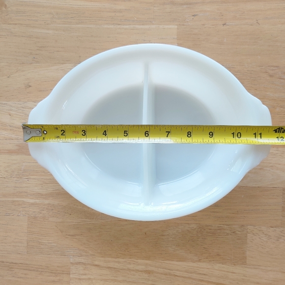 Set of 2 Divided Dishes, FIRE-KING 468 & PYREX 1063 Opal White Milk Glass, Oval - Picture 7 of 16